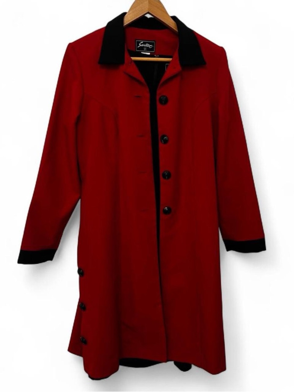 VTG Sweet Suit Red & Black 2 piece business midi dress Womens 10 Office Siren
